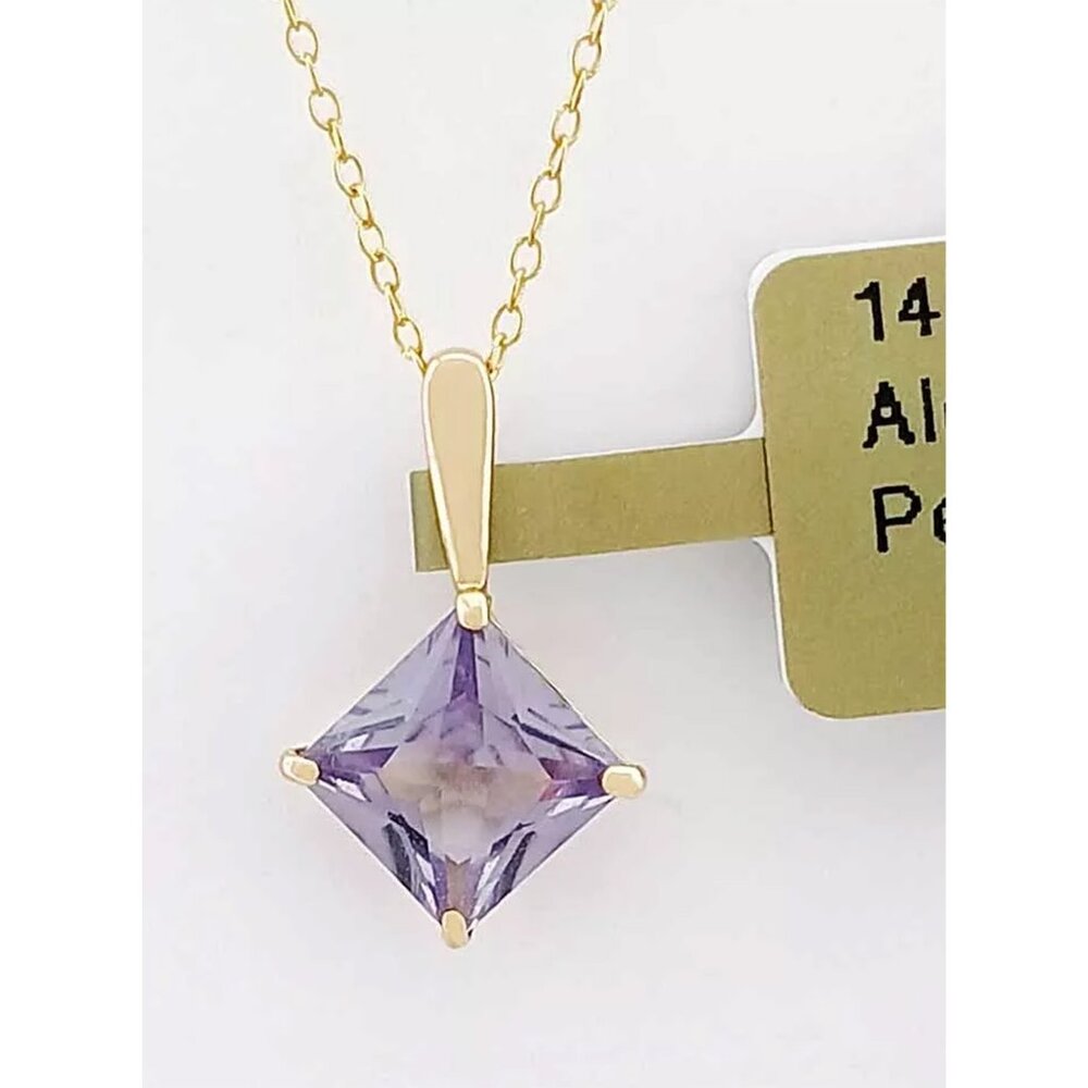 Created 1.20 Cts Changing Color AAA Alexandrite Pendant 14k Solid Gold